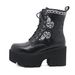 New Women's Knight Embroidered Platform Shoes Heel Height Increasing Thick Sole Petite Martin Boots_vogvips.com