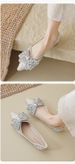 pointed Single Shoes Women's Flat Bottom Shallow Mouth One Pedal Rhinestone Beanie Shoes Women_vogvips.com