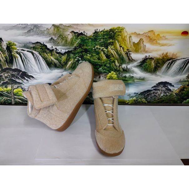 European MMM Margiela Men's GAT German Training Shoes, Patchwork Cowhide Genuine Leather Sports Casual Velcro Sneakers_vogvips.com