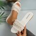Women's Shoes New Fashion Slippers With Buckle, Versatile Solid Color Metal Decoration, Round Toe, Pearl Chain, Flat_vogvips.com