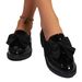 New Vintage Black Small Leather Shoes For Women With Chunky Heels And Platform Academy Bow Loafers_vogvips.com