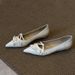 Sheepskin Version Of The Design Sense Of Niche New Pointed Ruffled Rim Shallow Mouth Leather Stirrups Versatile 2025 Spring And Summer New_vogvips.com