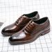 Suitable For All Seasons Brogue Carved For Men Business Formal Men's Leather Korean Style Pointed Toe Youth Thick Sole Groomsmen Wedding Shoes_vogvips.com