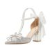 Women's Shoes Mid Heel Versatile Rhinestone Pumps, Sexy Backless Lady Formal Shoes For Wedding & Party Shoes Pearl & Rhinestone Butterfly Decor_vogvips.com