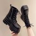 Trendy Girl Height Increasing Shoes 2025 New Model Slimming Thick Sole British Style Short Martin High Heel Motorcycle_vogvips.com