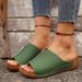 New Plus Size Women's Sandals With Comfortable Wedge Heel Thick Sole, Simple And Casual Outdoor Slippers_vogvips.com