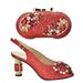 Frosted parquet diamond all-in-one round head fish mouth casual high-heeled fashion sandals with clutch set_vogvips.com
