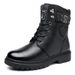 European Warm Series Autumn Winter Cotton Shoes Military Men's Martin Mid-Calf Combat Boots Business_vogvips.com