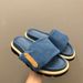 Unbeatable Quality 2024 Summer New Thick Velcro Cool Women's Flat Bottom Couple's Denim Casual Outerwear One Line Dragging Men's Shoes_vogvips.com