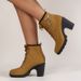 Plus Size Chunky Heel Short Martin For Women 2023 New Lace-Up Round Toe Casual Fashion Leather Boots_vogvips.com