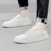 Men's Round Head Board Shoes Cowhide Surface Breathable Small Hole Casual Little White Shoes Low-top Sports Men's Shoes_vogvips.com