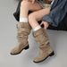 2025 Large Tube Long For Women, Over-the-Knee, Chunky Heel, Slimming, Pointed Toe, Belt Buckle, Ruched, Slouch Boots_vogvips.com