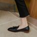 Round Head Tassel Black Soft Bottom Bean Shoes Thick Heel Low Heel Shoes Women's Casual Loafers Ladies Shoes_vogvips.com