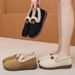 Warm Snow New Style Fleece Lined Thickened Cotton Shallow Mouth Cold-Proof Short Boots Solid Color Flat Heel Women's_vogvips.com