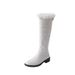 Boots Snow Boots Women's Winter Fleece Thickened Skinny Flat Boots Small Fragrant Rhombus Tall White Boots_vogvips.com