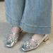 French Rhinestone High-end Fashion Versatile One-piece Mary Jane For Women With Square Toe, Thick Mid Heel, And Shallow_vogvips.com