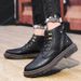 Fleece High Top Martin Boots Men's Medium Cotton Boots Casual Tooling Locomotive Boots Warm Snow Boots_vogvips.com