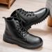 2025 Side Zipper High Top Men's British Style Black Leather Shoes Workwear Short Boots A0d3_vogvips.com