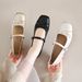 French Silver Flat Ballet Shoes Femininity Bow Fairy Style Word With Mary Jane Shoes_vogvips.com