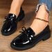 Large Size Loafers Women's Patent Leather Bow Mary Jane Shoes Casual Shoes Women_vogvips.com