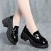 Platform Loafers For Women 2023 New Autumn Women's Thick Heel Shiny Small Leather Soft Sole British Style Single Shoes_vogvips.com