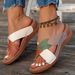 Women's Wide Width Wedge Sandals - Color Block Cross Strap Comfortable Slides_vogvips.com