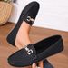 2026 Spring And Autumn New Women's Loafers, Korean Style Round Toe Low Heel With Metal Chain, Casual Outdoor Shoes For_vogvips.com