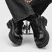 ShoeVault Sexy Black Chunky For Men Thick-Soled Height-Increasing Casual Leather Breathable Mesh Derby Shoes_vogvips.com