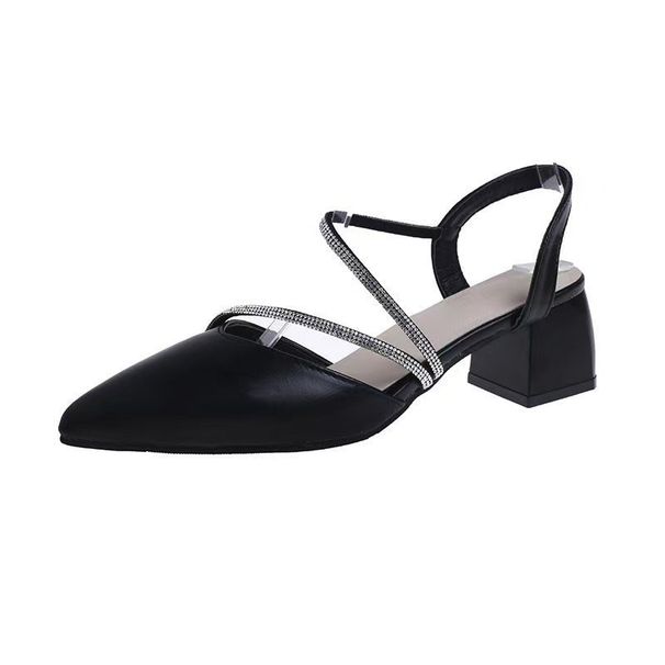 Fashion Sandals For Women Fairy Style 2025 New Summer Closed Toe Chunky Heel Rhinestone High Heels Matching Skirt_vogvips.com