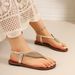 New Arrival Summer Women's Rhinestone Feather Thong Sandals, Flat Flip Flops, Non-slip Soft Sole Roman Shoes, Bohemian_vogvips.com