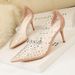 899-25 European And American Style Simple Pointed-toe Rhinestone Transparent High-heeled Shoes, Slim Heel, Slimming_vogvips.com