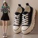 New Version Of White Shoes Female Trend Student Thick Bottom Breathable Canvas Shoes Casual Shoes BR301_vogvips.com