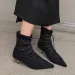 Stylish Pointed Toe Suede Front LaceUp AntiSlip WearResistant Slim Heel Shorthole 251015_vogvips.com