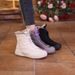 Women's Snow New Year Cotton Shoes Winter Fleece Lined Thickened Martin Thick Sole Waterproof Northeast Short Boots_vogvips.com