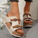 Large Thick Slope Heel Strap Slippers 2025 Summer New Style Buckle With Light Bubble Bottom Beach Open Toe Women's Shoes_vogvips.com