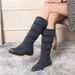 Winter New Snow Women, Mid-Heel, Thickened, Large Size, Warm Cotton Boots, Flat Heel, Round Toe, Lightweight, Casual_vogvips.com