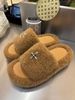 High Quality! 25 Autumn Winter New SMFK Cross Flower Thick Sole Furry Outdoor Height Increasing Casual One-Strap Women's_vogvips.com
