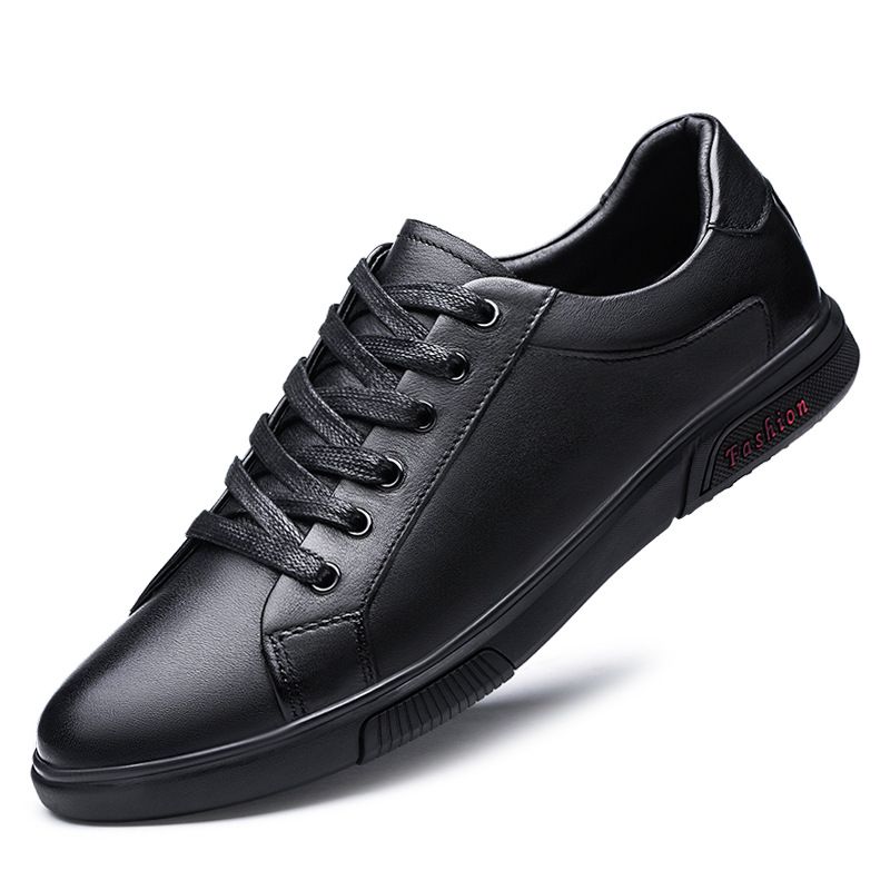 Men's Board Shoes Breathable Soft Sole First Layer Cowhide Sports White Shoes Running Shoes_vogvips.com