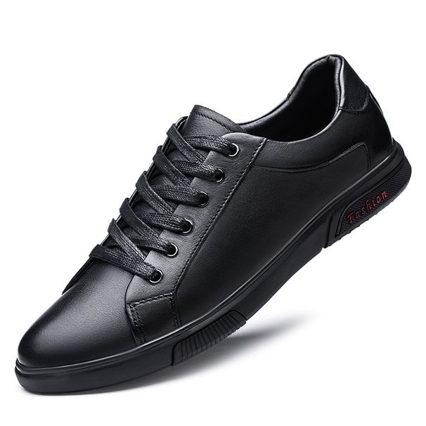 Men's Board Shoes Breathable Soft Sole First Layer Cowhide Sports White Shoes Running Shoes_vogvips.com