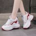2025 Spring New Korean Style Casual Leather Women's Color Block Thick Sole Lace-up Dad Shoes Height Increasing Sneakers_vogvips.com