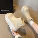 Lace Simple Heightening Snow Boots Women's Autumn Thick-soled Outer Wear Heightening Short Boots_vogvips.com