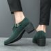 Men's Retro Chunky Sole Oxford Shoes - PU Leather Round Toe Business Casual Shoes With Rabbit Fur Lining (Black/Green/Brown) - Size 38-46_vogvips.com