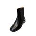 ~ 2026 Cowhide Version Niche Genuine Leather Split-Toe Pig's Hoof Shoes Slimming Chunky Heel Mid-Calf Martin Women's ~_vogvips.com