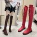 Spring And Autumn New Martin Women, British Style Over-the-Knee Boots, Long With Front Lace-up, Knight Motorcycle Boots_vogvips.com