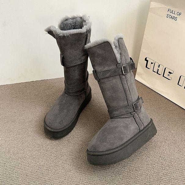 thick-soled Velvet Thickened Long Snow Boots Women's Tall Cotton Boots Warm Large Cotton Shoes_vogvips.com