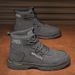 Men's Waterproof Slip-Resistant Work Boots - High Top Safety Shoes For Construction & Outdoor Activities - Breathable PU Leather Martin Boots_vogvips.com