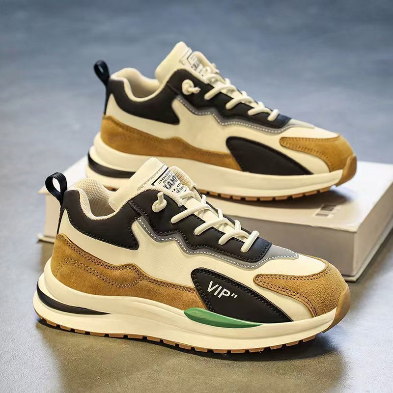 Men's Casual Sneakers For Running And Daily Wear, Lightweight Breathable Low-Top Shoes With PU Upper And Rubber Sole, Round Toe Design_vogvips.com
