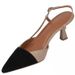 2025 New Women's Shoes Versatile Nude French Pointed Toe High Heels With Chunky Heel And Open Back Design_vogvips.com