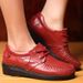 Women's Shoes Soft-soled Casual Shoes Lace-up Women's Single Shoes Mom Lady Shoes Loafers Leather Shoes_vogvips.com
