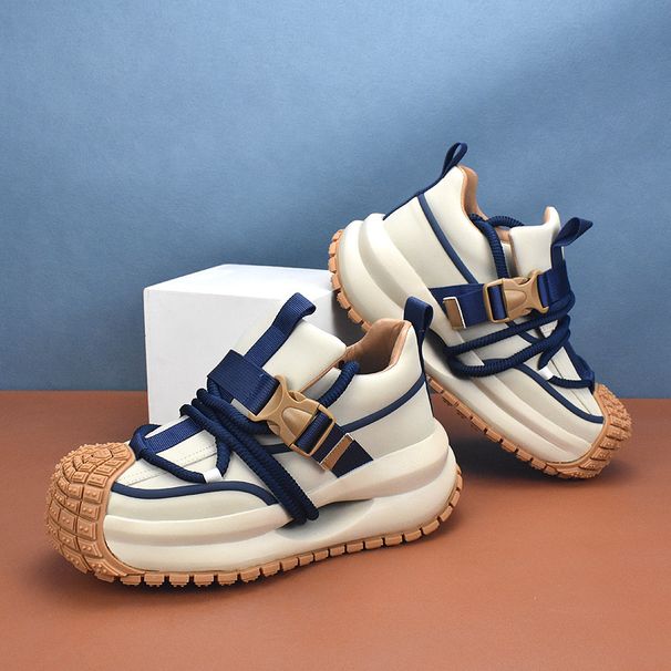 Breathable Spring Board Casual Leather Surface, New Trend Thick Sole 2025 Men's Korean Version White Shoes, Low Top_vogvips.com